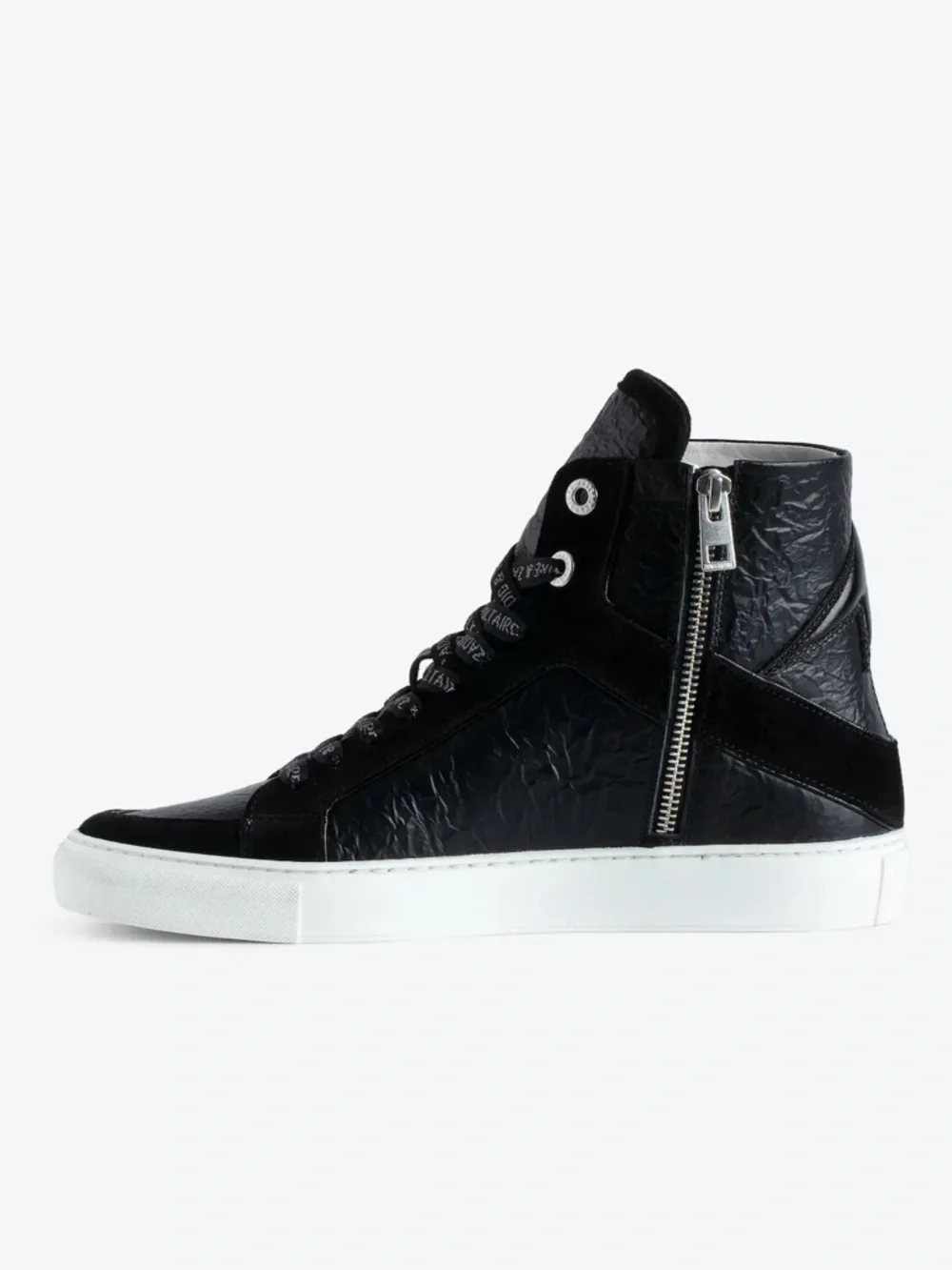 Zadig and Voltaire High Flash High-Top Wrinkle Sneakers - Picture 3 of 8